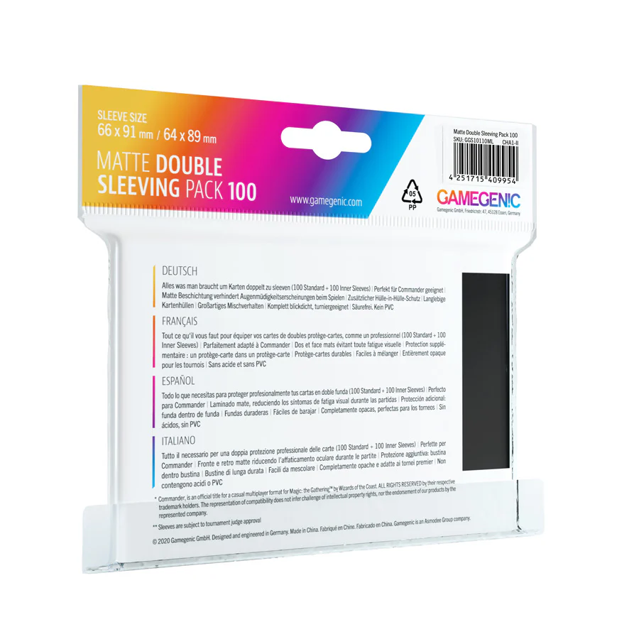 Gamegenic Matte Double Sleeving Pack Clear/Black (2x100) - Image 2