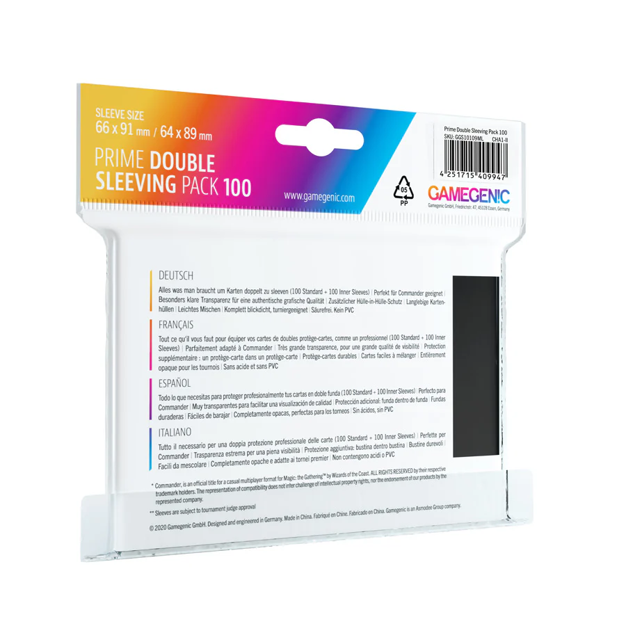 Gamegenic Prime Double Sleeving Pack Clear/Black (2x100) - Image 2