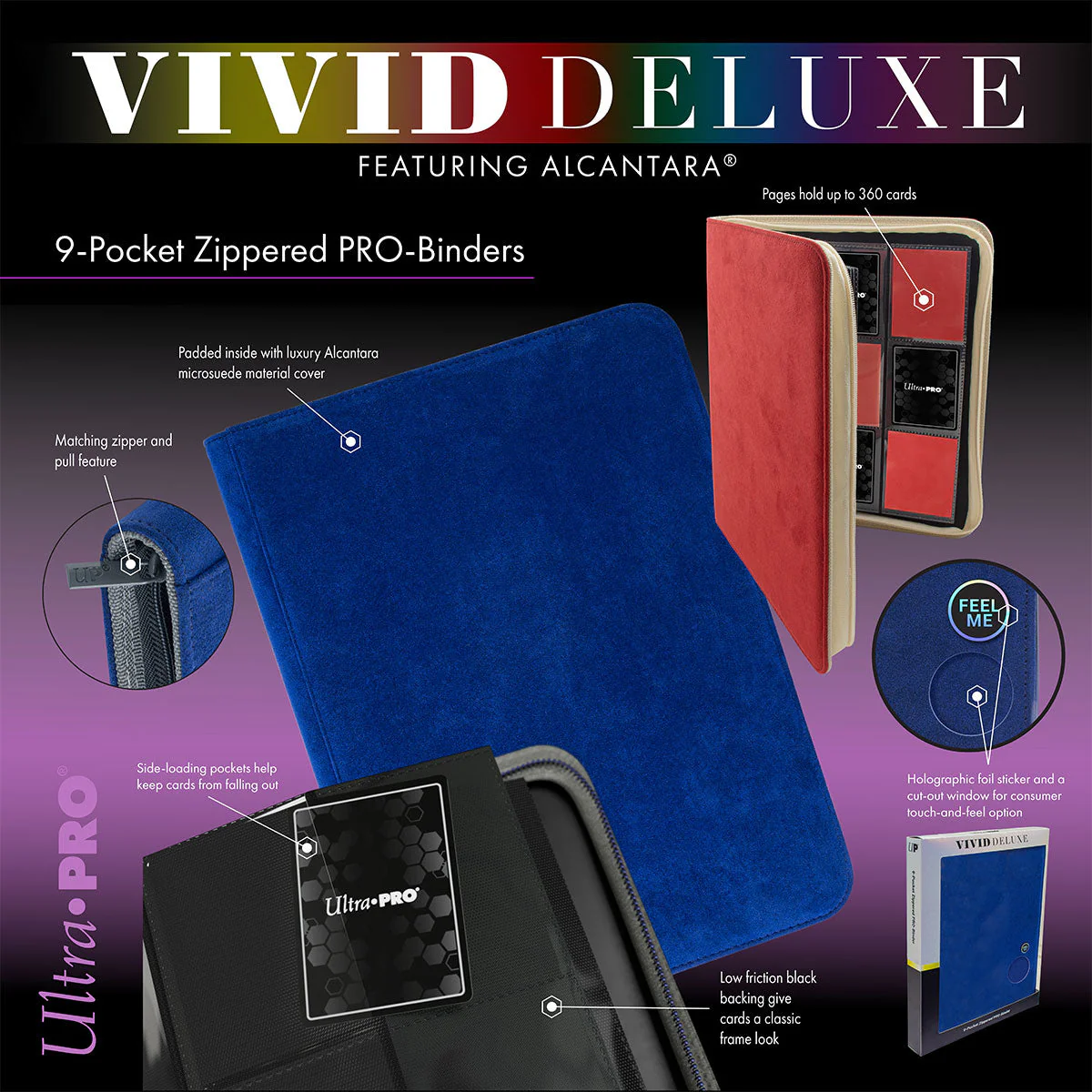 Ultra Pro Vivid Deluxe 9-Pocket Zippered PRO-Binder Album - Red - Image 4